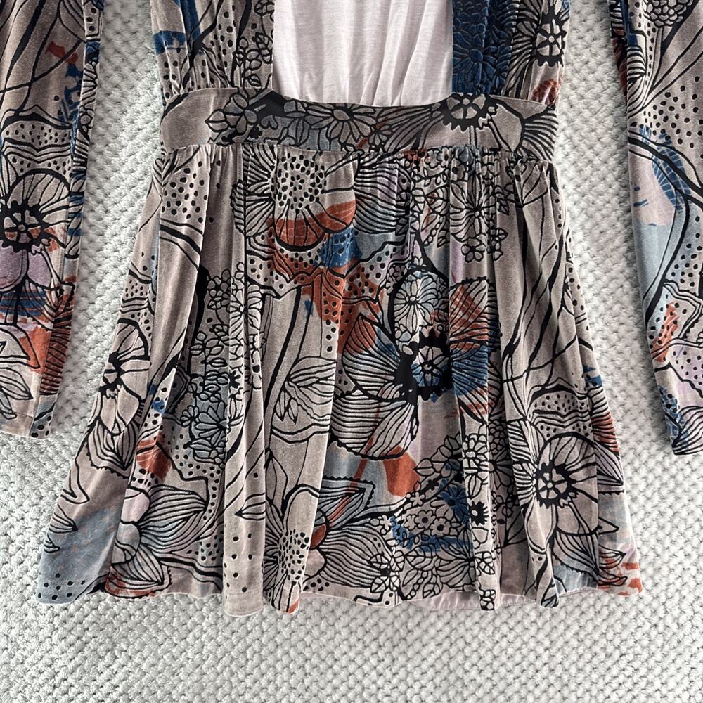 Free People Christine Dress Women S Mauve Velvet Floral Burn Out Fit &Flare Mock - Picture 9 of 15